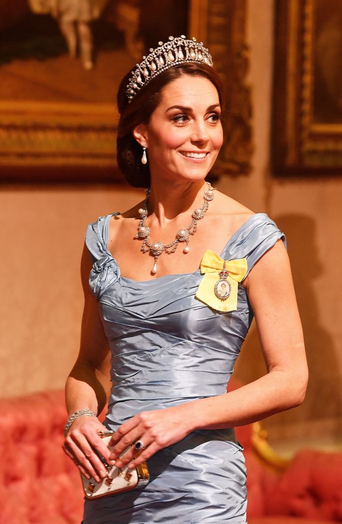 Kate Middleton schittert in de favoriete tiara van Diana.