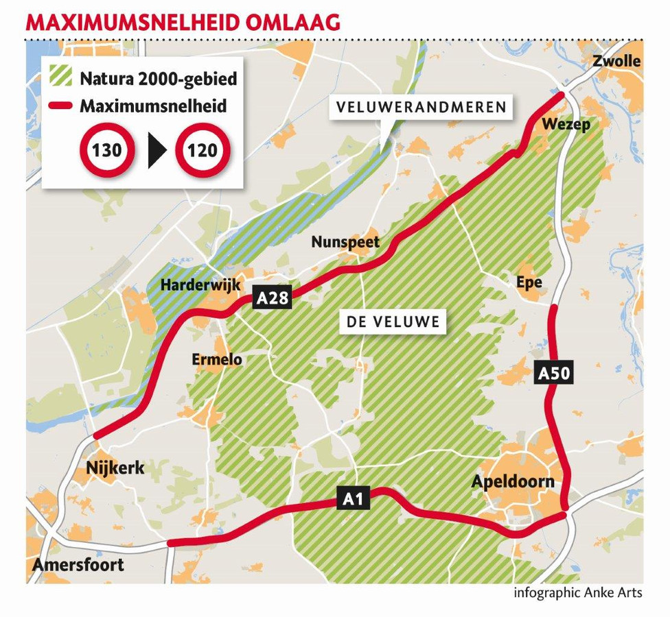 Op deze snelwegen mag je vanaf vandaag geen 130 km/u meer rijden Foto AD.nl