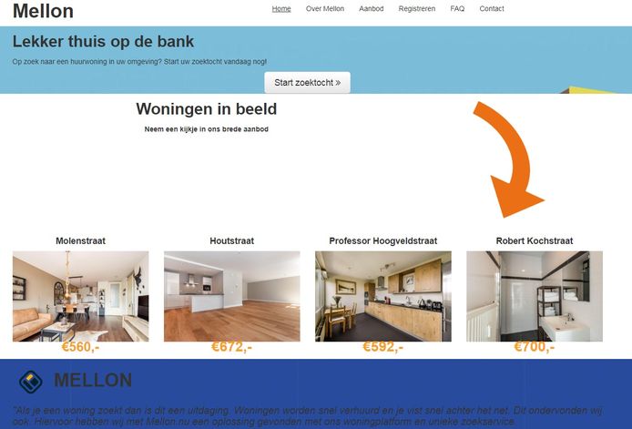 De website mellon.nu biedt zogenaamd woonruimte aan in Nijmegen.