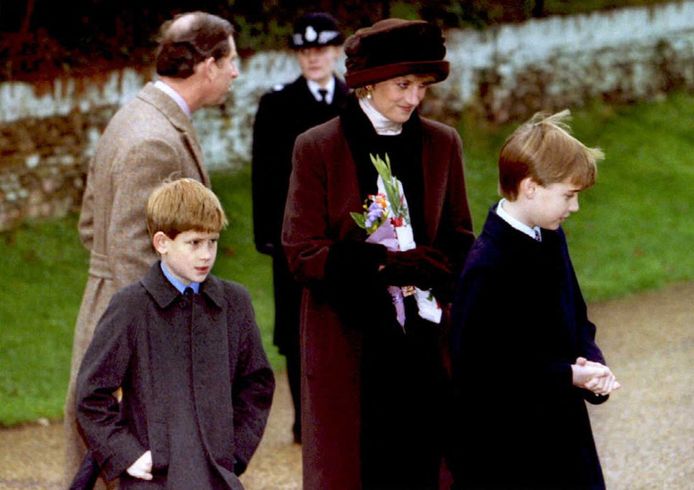 Diana en haar kinderen, William en Harry.
