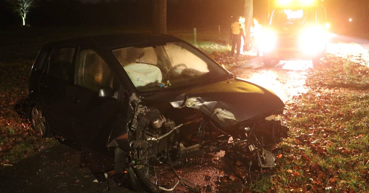 Motorblok slingert uit auto bij eenzijdig ongeval in Emst.