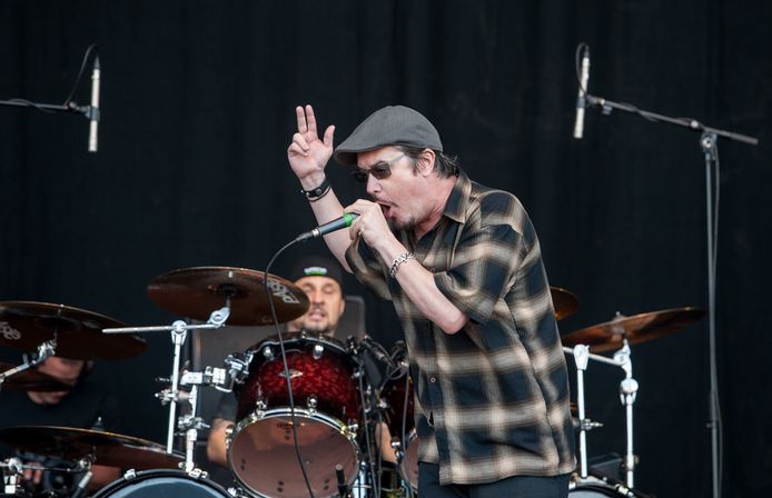 Mike Patton en Dave Lombardo eerder deze maand op het Engelse Download Festival.