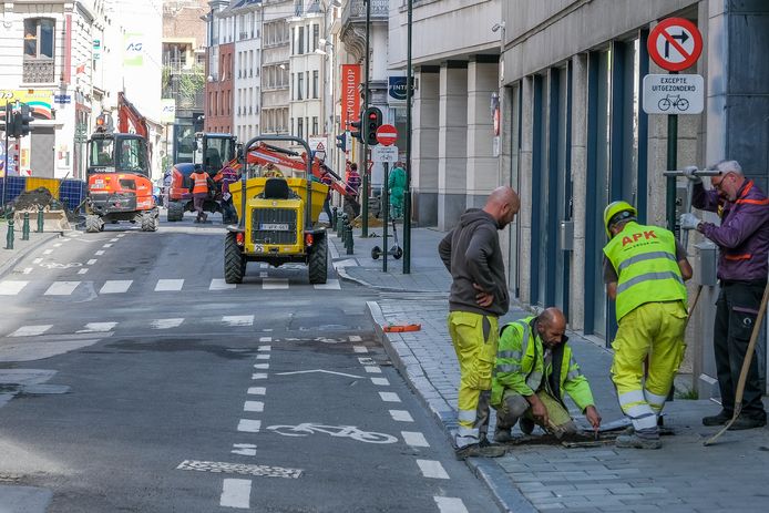 Gaslek op de Emile Jacqmainlaan.