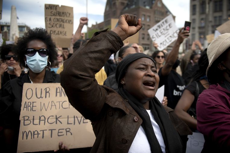 De Black Lives Matter-demonstratie op de Dam, 1 juni 2020, naar aanleiding van de moord op Amerikaan George Floyd. Beeld ANP/Kick Smeets Fotografie