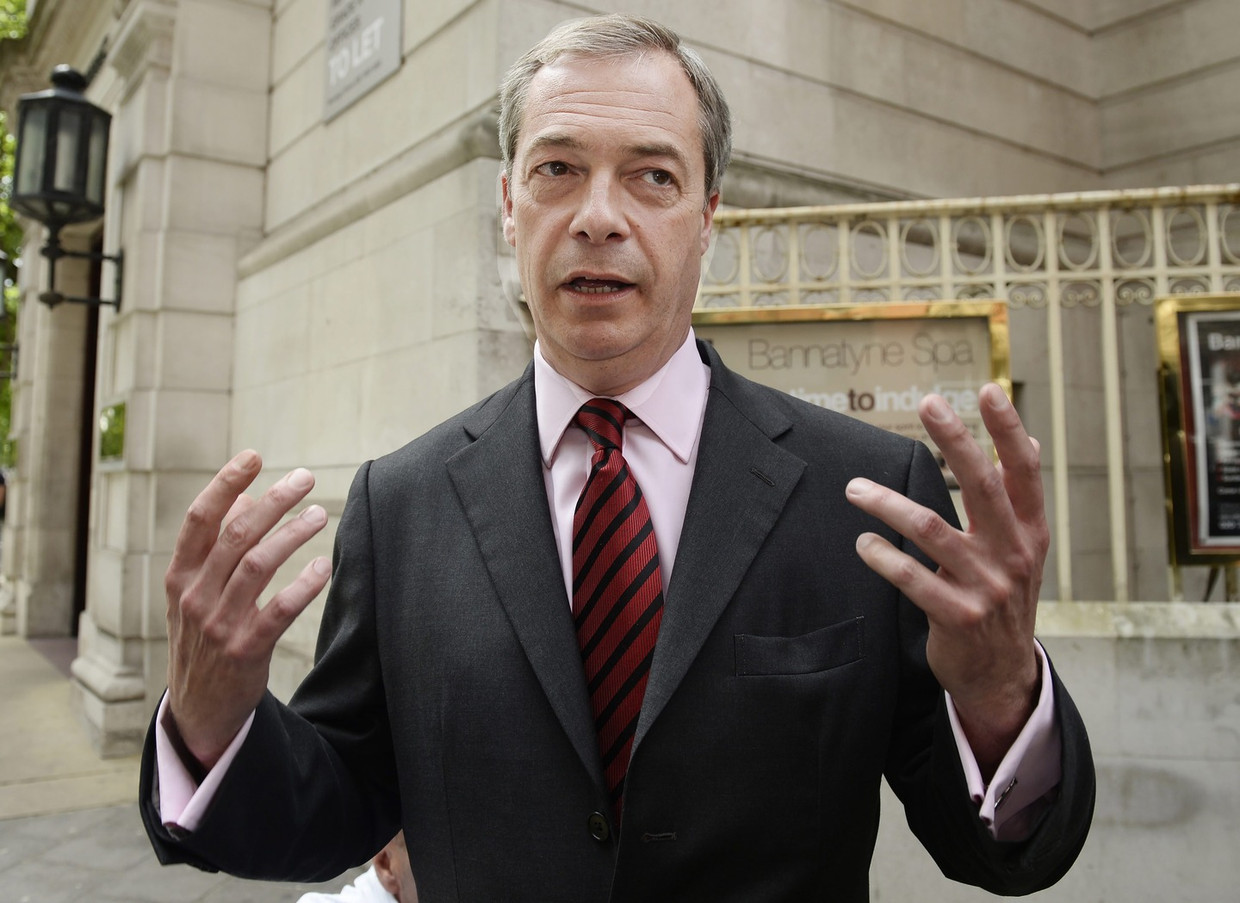 De welbespraakte Nigel Farage van de anti-Europese UKIP. Beeld epa