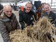 Mammoetgraskweker Marc van Kesteren (links) uit Noordwijkerhout werkt samen met Hein Stam en Gert van Buren (rechts) van het Zoetermeerse bedrijf Dutch Plant Force.