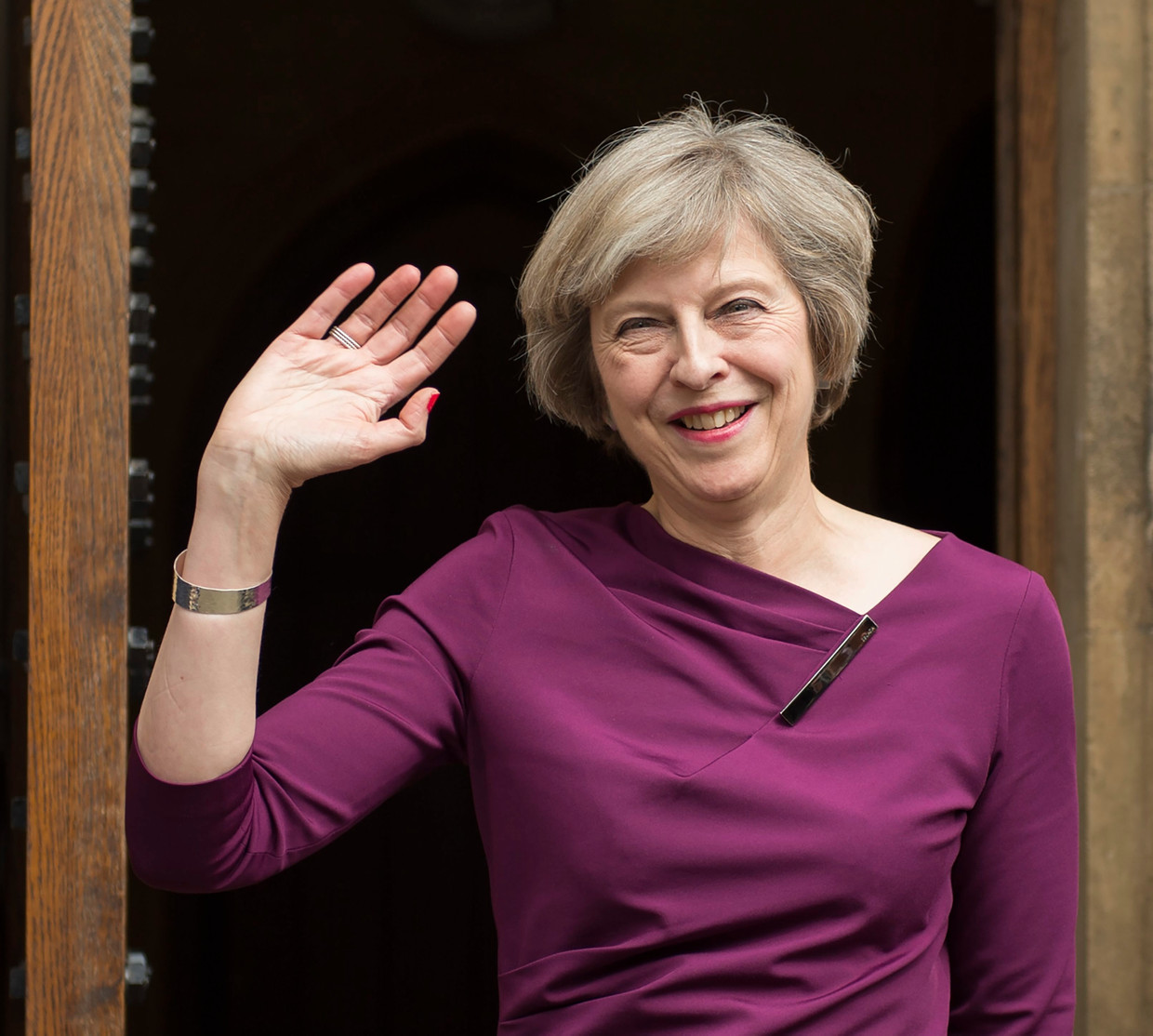 Minister van binnenlandse zaken Theresa May is de enig overgebleven kandidaat om premier Cameron op te volgen. Beeld EPA