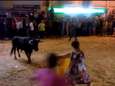 Vrouw neemt het op tegen stier