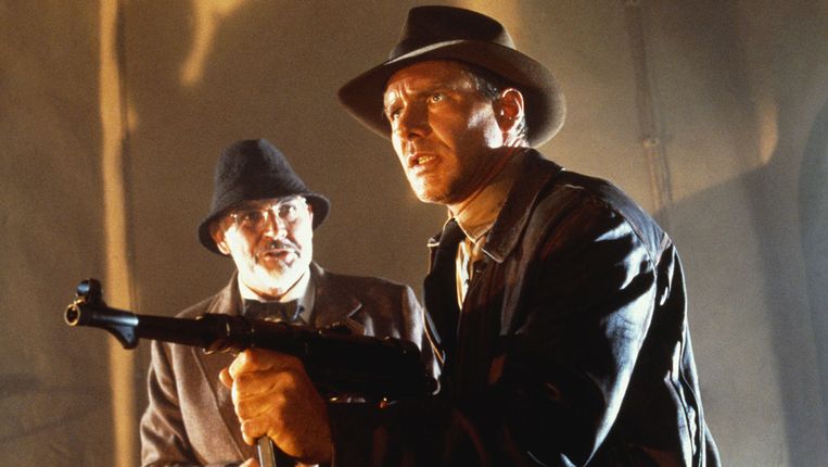 Sean Connery (links) en Harrison Ford in Indiana Jones and the Last Crusade. Beeld 