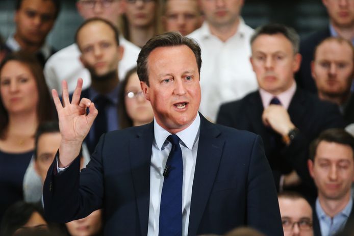 Voormalige premier David Cameron tijdens een Q&A in de aanloop naar het referendum.