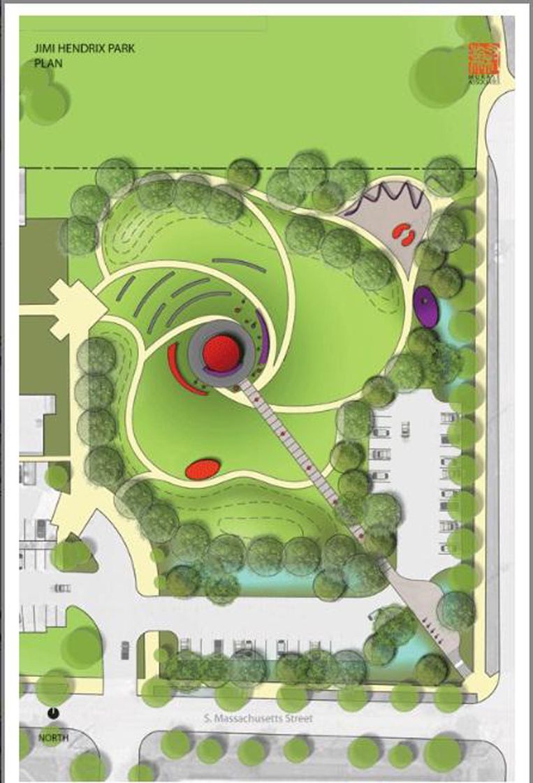 Het definitieve ontwerp van het Jimi Hendrix Park (via Seattle.gov) Beeld 