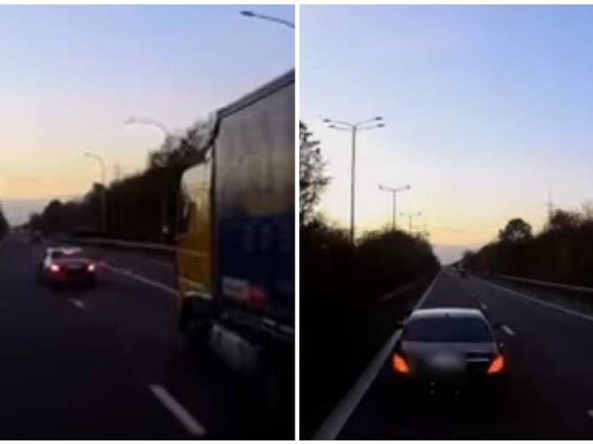 Dashcam legt verkeersagressie op E314 vast: Mercedes steekt trucks langs rechts voorbij op pechstrook