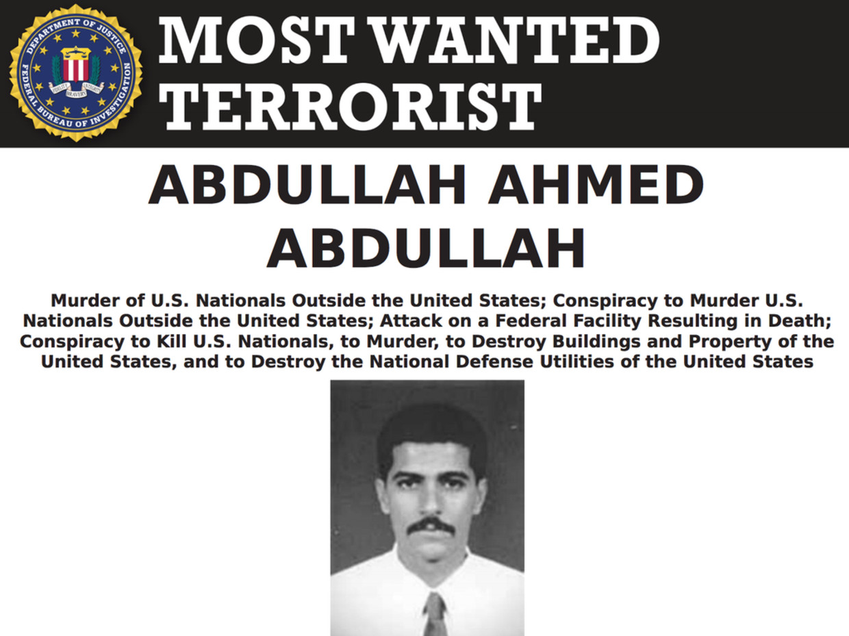 De foto van Abdullah Ahmed Abdullah op de lijst van 'meest gezochte terroristen' van de FBI. Beeld FBI