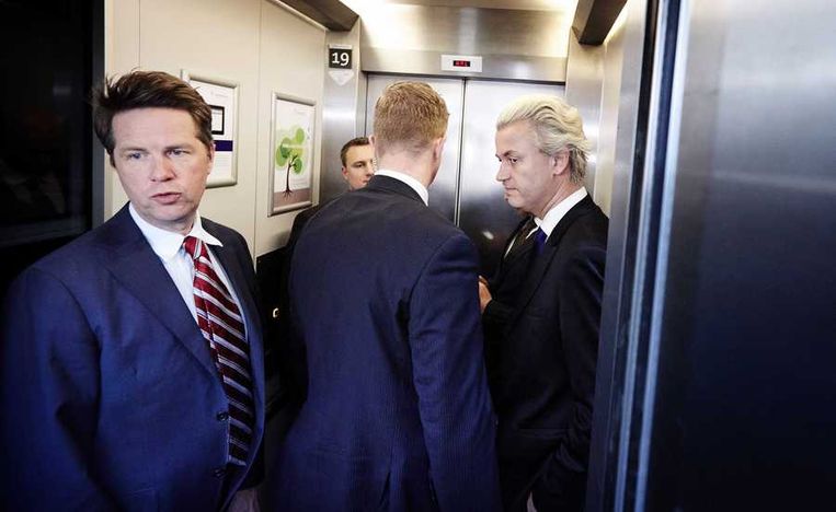 PVV-leider Geert Wilders, met links partijgenoot Martin Bosma. Beeld anp