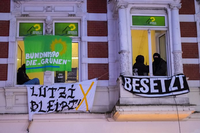 Het regionale hoofdkantoor van de Groenen in Flensburg werd bezet. (12/01/23)