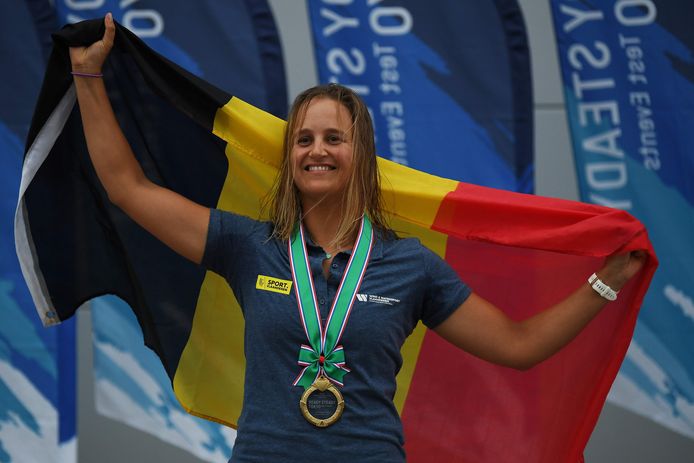 Emma Plasschaert op het Wereldkampioenschap in Melbourne.