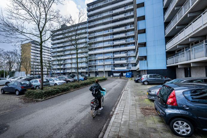 Een van de flats in Zwanenveld waar huurders nu kiezen voor het warmtenet.