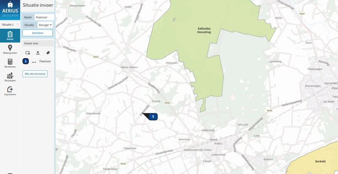 Het Aerius-computerprogramma waarmee de stikstof-uitstoot wordt gemeten.