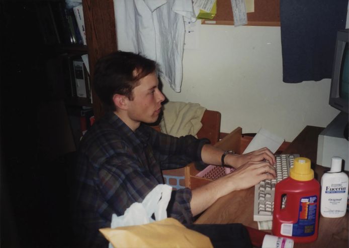 Young Elon Musk during his college days.