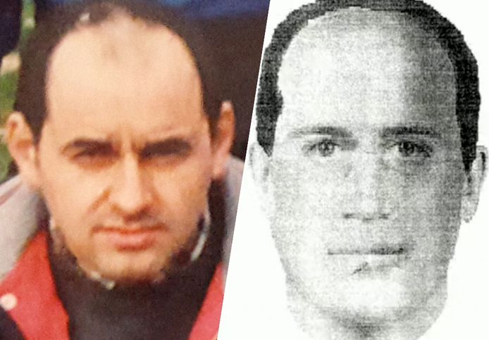 Links een foto van serieverkrachter Dino Scala (61), beter bekend als 'De verkrachter van de Samber'. Rechts een robotfoto die door één van zijn slachtoffers werd gemaakt in 1997.