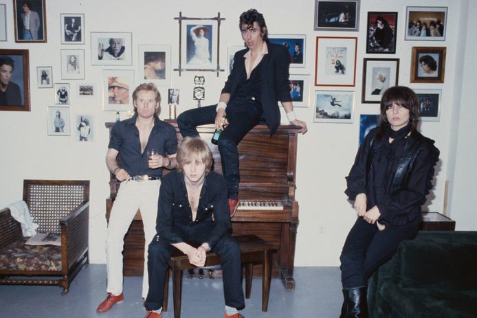 Originele bandleden van Pretenders: Martin Chambers, James Honeyman-Scott, Peter Farndon en Chrissie Hynde.