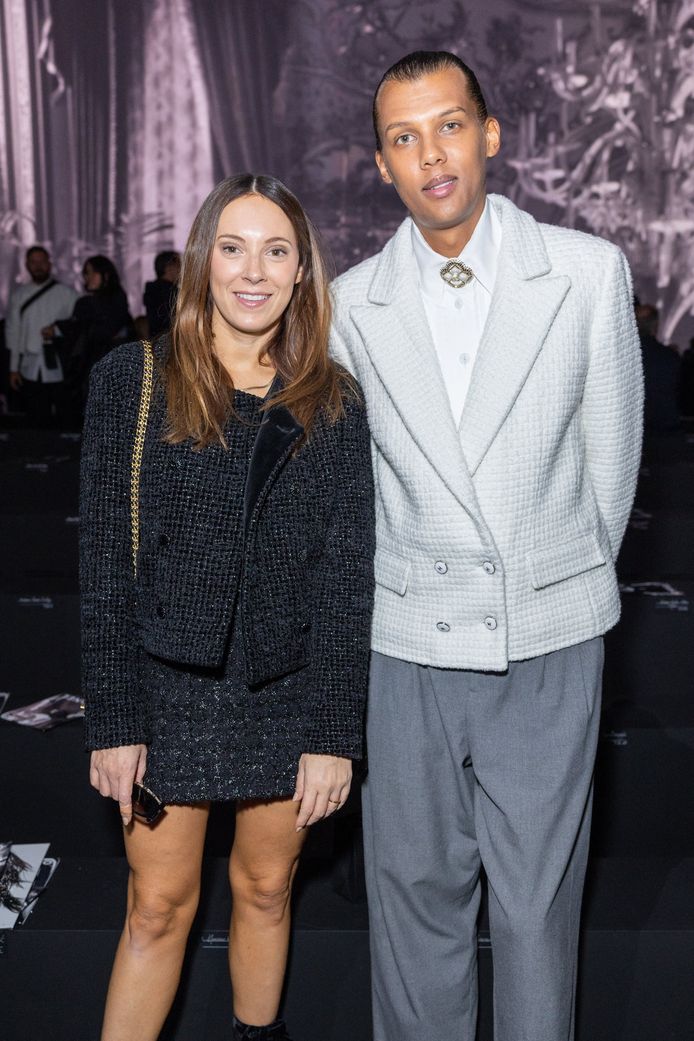 Stromae and Coralie Barbier at the Chanel fashion show.