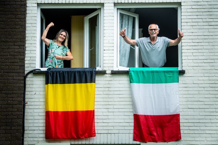 Annie Schaekers (64) supportert voor België en haar man Nicolino Palaia (67) voor Italië