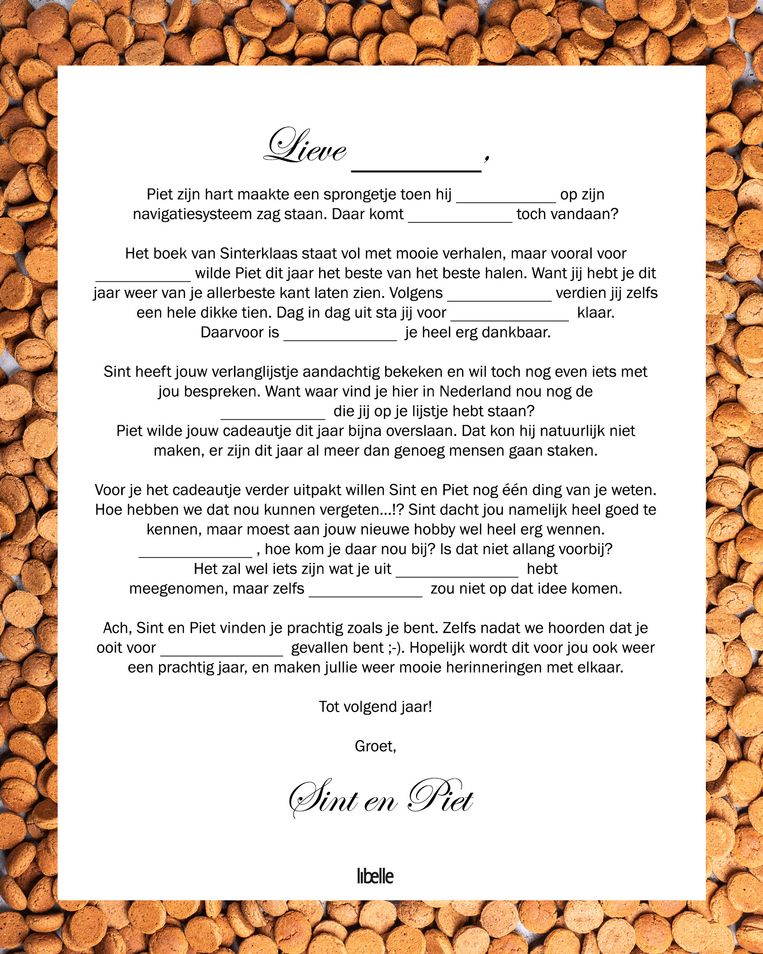 Voorlopige naam journalist lezing Geen inspiratie voor een sinterklaasgedicht? Libelle's invulgedicht is de  oplossing