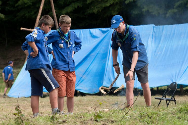 Scouts op kamp.  Beeld Photo News