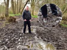 Chris zakt tot zijn sokken in de blubber: paden in het Noorderhout veranderd in modderpoel