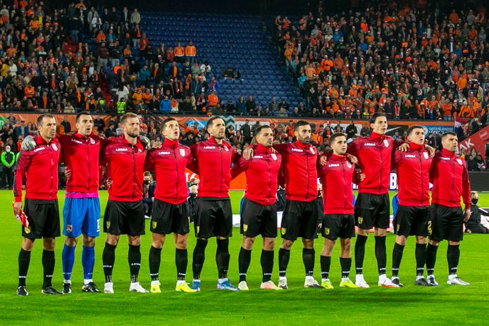 Gibraltar voor het duel met Oranje in de Kuip in 2021.