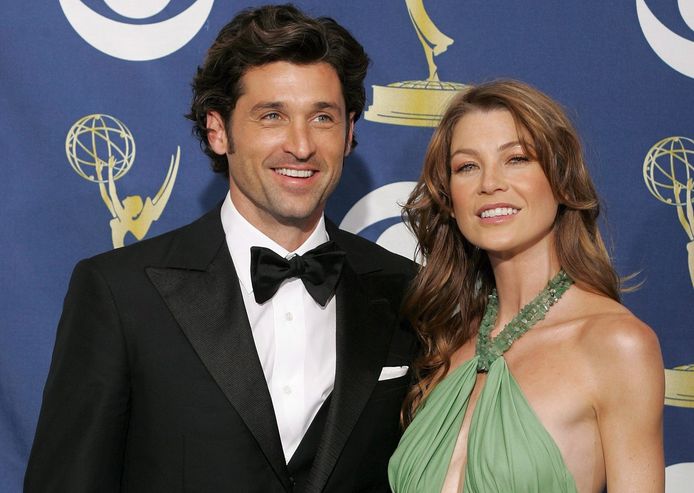 Patrick Dempsey en Ellen Pompeo van Grey's Anatomy op een rode loper in 2005.