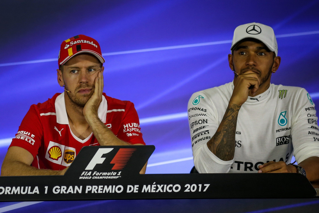 Sebastian Vettel en Lewis Hamilton.