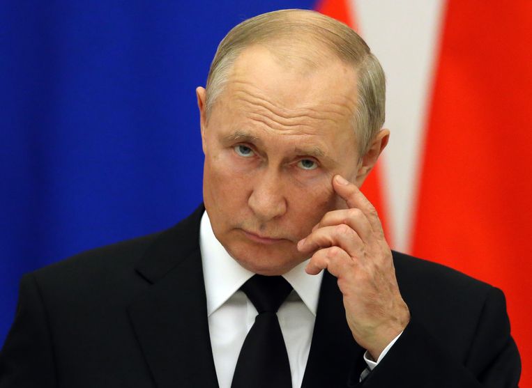 MOSCOW, RUSSIA - SEPTEMBER 09: (RUSSIA OUT) Russian President Vladimir Putin seen during a joint press conference at the Kremlin on September 9, 2021 in Moscow, Russia. President of Belarus Alexander Lukashenko is having a one-day visit to Russia. (Photo by Mikhail Svetlov/Getty Images) Beeld Getty Images