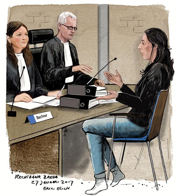 Rechtbanktekening Cora O. <br />Illustratie Eric Elich