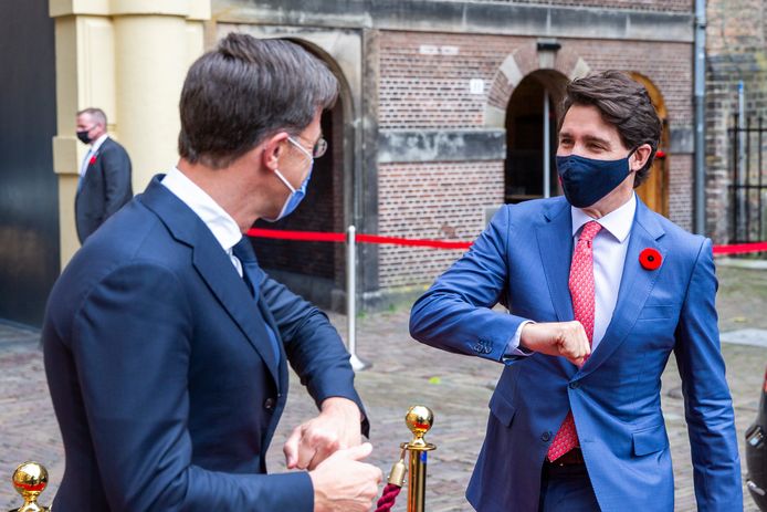 De aankomst van de Canadese minister-president Trudeau voor een bezoek aan Rutte.