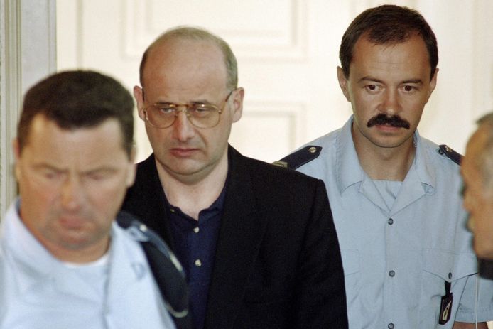 Jean-Claude Romand (65) in juni 1996,  op zijn proces in de oostelijke Franse stad Bourg-en-Bresse.