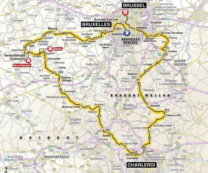 Het peleton van de Tour zal in 2019 door Ninove en Geraardsbergen rijden.