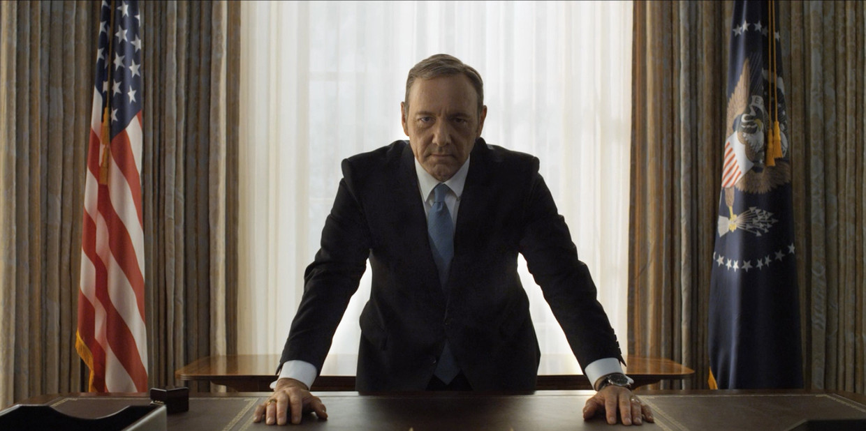 Kevin Spacey als Francis 'Frank' Underwood in de eerste eigen Netflix-serie House of Cards. Beeld Nathaniel Bell