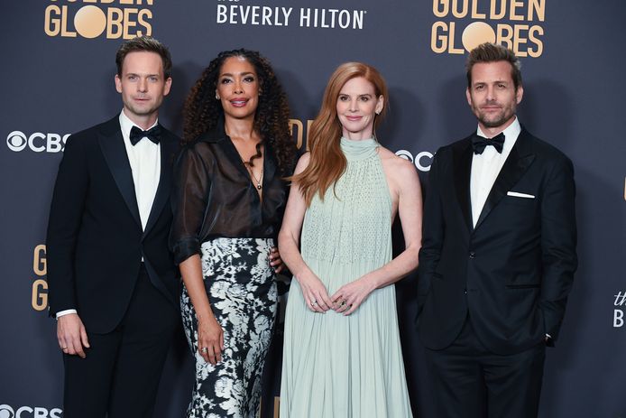Patrick J. at the Golden Globes.  Adams, Gina Torres, Sarah Rafferty, and Gabriel Magt.