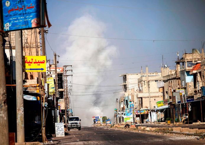 Een bombardement in de stad Al-Hirak in de provincie Dera.