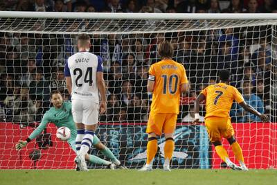 Two penalty goals are enough for Real Madrid away to stubborn Real Sociedad, with Courtois saved three times by the woodwork