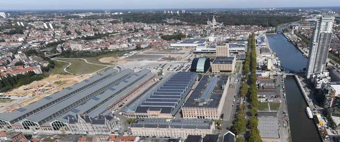 Vue aérienne du site de Tour & Taxis.