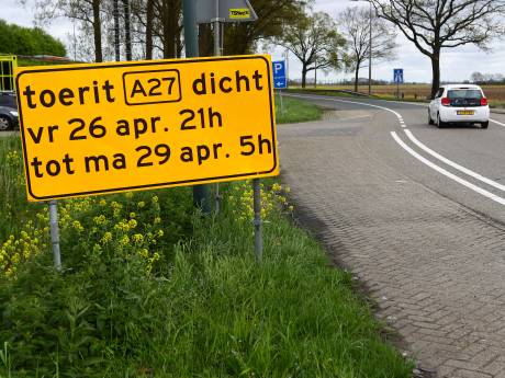 A27 dit weekeinde weer dicht en niet voor het laatst: ‘In gesprek met Rijkswaterstaat om overlast te beperken’