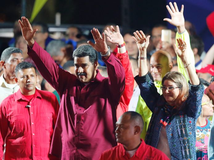 De Venezolaanse president Maduro na zijn overwinning.