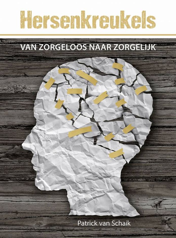 Cover van het boek Hersenkreukels dat Kameriker Patrick van Schaik heeft geschreven over zijn hersentumor en borstkanker bij zijn vrouw Inge.