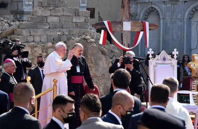 Franciscus bezocht onder meer Mosul, een metropool die in 2014 in handen viel van terreurgroep IS.