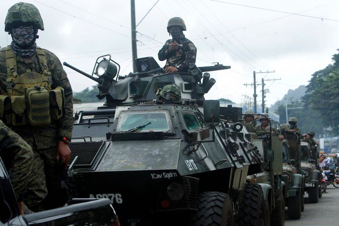 Filipijnse regeringstroepen in Jolo na de volksbevraging op 21 januari over de oprichting van een nieuwe autonome moslimregio in de zuidelijke regio Mindanao.