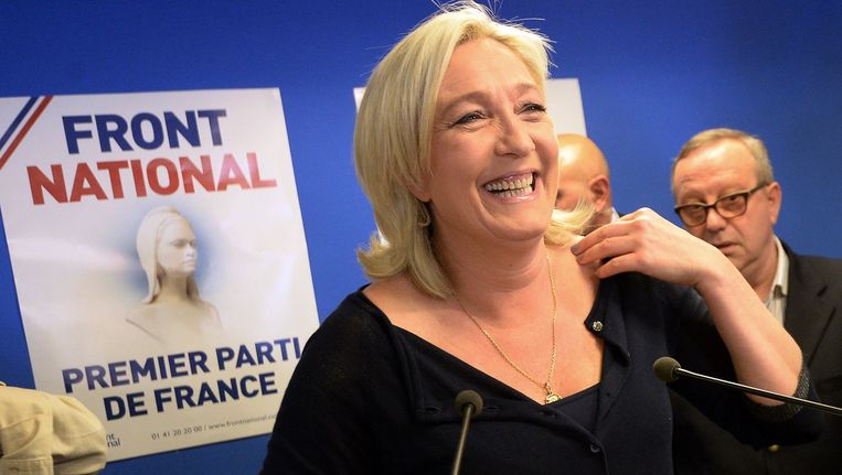 Marine Le Pen, leider van Front National, haalde met 25 procent van de stemmen een monsterzege binnen. Beeld afp