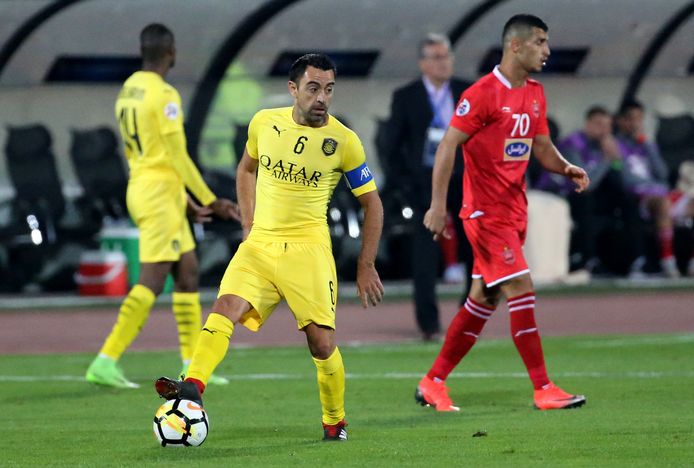 Xavi Hernandez aan de bal voor zijn club Al-Sadd in Qatar.